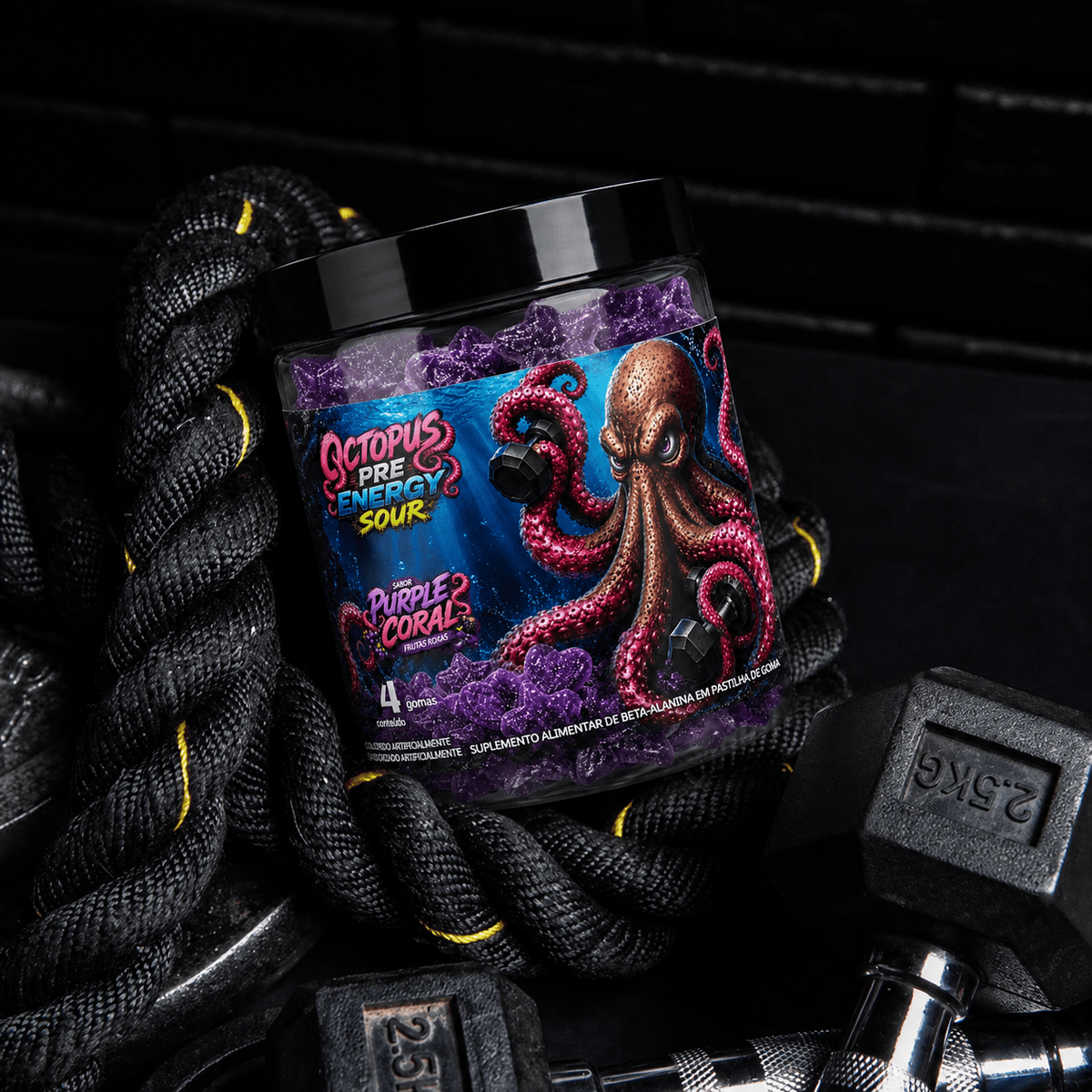Octopus Pre Energy Sour Purple Coral – Pré-Treino em Goma com Beta-Alanina | Azedinho - OCTOPUSOCTPREOctopus Pre Energy Sour Purple Coral – Pré-Treino em Goma com Beta-Alanina | Azedinho